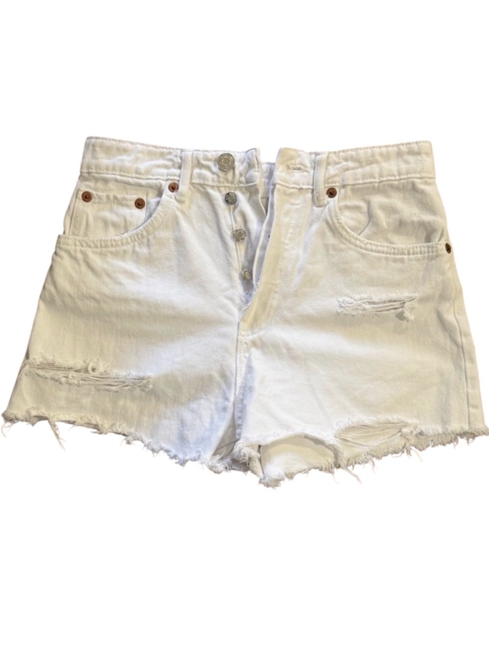 Zara White Frayed Jean Shorts - Women’s Size 4